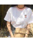 2020 bawełna świeże słodkie proste regularne letnie owoce haftowane College Wind Patchwork luźna, bawełniana koszulka z krótkim 