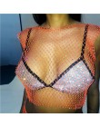 FestivalQueen Sexy diamenty Mesh przycięte Tank Top kobiety letnie nakrycie Bikini przepuszczalność Rhinestone netto do klubu na