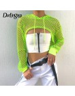 Darlingaga Streetwear neonowa zielona siatka kabaretki Top koszulka damska perspektywa bluza z długim rękawem t-shirty damskie s