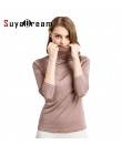 SuyaDream kobiety jedwabne koszule z golfem długi rękaw jednolity pulower Slim Fit długa koszula 2020 wiosenny top XXXL