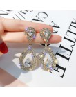 FYUAN Shine Rhinestone geometryczne kolczyki dla kobiet Bijoux złoty kolor srebrny kropla wody dynda kolczyk biżuteria ślubna na