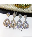 FYUAN Shine Rhinestone geometryczne kolczyki dla kobiet Bijoux złoty kolor srebrny kropla wody dynda kolczyk biżuteria ślubna na