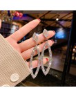Crystal Diamante Rhinestone długie kolczyki Tassel owalny kształt dynda duże kolczyki dla kobiet ślubne kolczyki ślubne