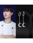 KPOP DNA koreańskie popularne kolczyki długie męskie Bangtan Boys V Stud kolczyk dla kobiet mężczyzn akcesoria księżycowe