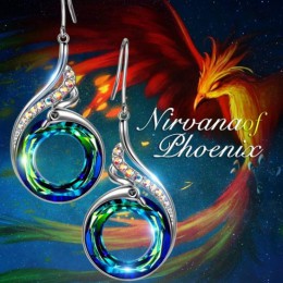 2 kolory kobiety Nirvana z Phoenix srebrne kryształy Dangle kolczyki 2019 Trendy Drop Hook biżuteria ślubna na prezent