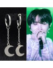 KPOP DNA koreańskie popularne kolczyki długie męskie Bangtan Boys V Stud kolczyk dla kobiet mężczyzn akcesoria księżycowe