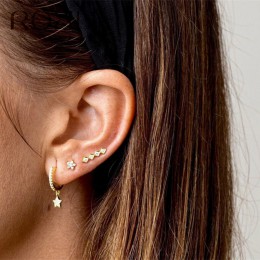 ROXI 925 Sterling srebrny kolczyk ucho wspinaczy/roboty złoto srebro małe jasne Rhinestone stadniny kolczyki dla damska biżuteri