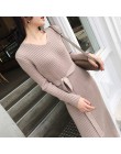 Koreański moda sweter sukienka kobiety dzianinowe swetry sukienki eleganckie kobiety wysokiej talii sweter sukienka Plus rozmiar