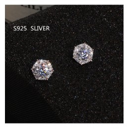 925 srebro kolor proste okrągłe Bling CZ cyrkon kolczyki z kamykami biżuteria koreańskie kolczyki dla kobiet dziewczyna