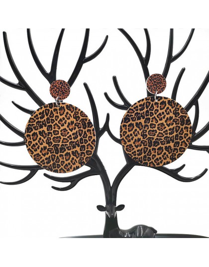 YD & YDBZ nowy damski nadruk kolczyki dla kobiet duże okrągłe kolczyki moda Leopard drewno biżuteria para kolczyków prezenty