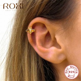 ROXI śliczne małe pszczoła Ear Cuff klipsy bez Piercing koreański miód pszczoła Earcuff nie przebite prawdziwe 925 Sterling Silv
