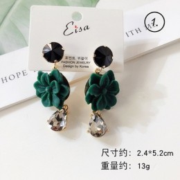 Vintage Bohemia czarny kryształ duży kolczyk dla kobiet moda biżuteria zielony kwiat wiszące kolczyki Bijoux
