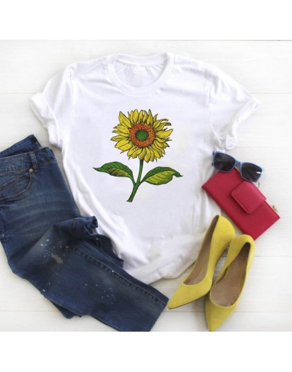 Damska koszula damska kwiatowa letnia dzika roślina odzież damska koszulka z krótkim rękawem koszulki Kawaii Top grafika drukowa