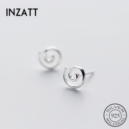 INZATT 925 Sterling Silver minimalistyczny geometryczny spirala stadniny kolczyki dla kobiet moda mała biżuteria akcesoria dla m