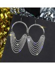 FYUAN europejski długi Tassel kryształowe kolczyki przesada złoto srebrne z kryształem górskim kolczyki dla kobiet Bar Party biż