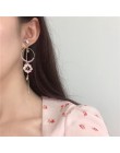 MENGJIQIAO 2019 koreański moda romantyczny różowy kryształ długie kolczyki z frędzlami dla kobiet dziewczyn elegancki słodki dyn