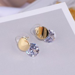 Klasyczny kryształowy okrągły wkręt kolczyki dla kobiet dziewczyn złoty kolor Sliver proste eleganckie cyrkonią kolczyki na ślub