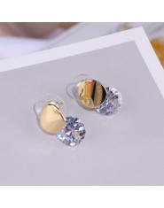 Klasyczny kryształowy okrągły wkręt kolczyki dla kobiet dziewczyn złoty kolor Sliver proste eleganckie cyrkonią kolczyki na ślub