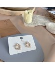 MENGJIQIAO nowy elegancki Hollow kwiat perłowy słodkie koło stadniny kolczyki dla kobiet moda śliczne Party Bijoux Brincos biżut