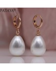 11.11 PATAYA nowa cena promocyjna White Shell długie kolczyki perłowe 585 różowe złoto kobiety Party biżuteria kolczyki kropla w