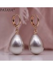 11.11 PATAYA nowa cena promocyjna White Shell długie kolczyki perłowe 585 różowe złoto kobiety Party biżuteria kolczyki kropla w