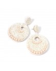 Artystyczne białe kolczyki z koralików ręcznie robione koraliki Tassel Drop Dangle kolczyki dla kobiet oświadczenie biżuteria Bi