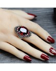MOONROCY Vintage czerwony niebieski srebrny kolorowe pierścienie Crystal Party pierścień cz dla kobiet prezent hiperbola Dropshi