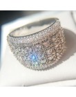 2019 nowy 925 srebro kolor Big Band pierścień z CZ cyrkon kamień dla kobiet ślub modna biżuteria zaręczynowa