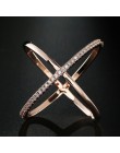 Modyle nowy wielki krzyż cyrkon pierścień moda damska biżuteria znak nieskończoności kobiety pierścionki w kolorze różowego złot