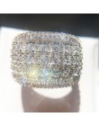 2019 nowy 925 srebro kolor Big Band pierścień z CZ cyrkon kamień dla kobiet ślub modna biżuteria zaręczynowa