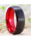 Klasyczne obrączki dla kobiet męski pierścionek wolframowy czarny z wolframem z czerwonym aluminiowym pierścieniem zaręczynowym 