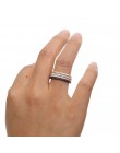 Srebro 925 cienka linia micro pave cz wieczność 3 kolory stos 925 srebrny pierścień cz