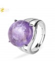 CSJA unikatowy pierścionek z kamieniem naturalnym dla kobiet kule dorywczo pierścionki fioletowy kryształ kwarcowy kolor srebrny
