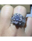 3 sztuk gorąca sprzedaż nowy 2019 luksusowa biżuteria 925 srebro okrągły Cut 5A cyrkonia kobiety obrączka pierścień dla miłośnik