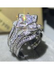 3 sztuk gorąca sprzedaż nowy 2019 luksusowa biżuteria 925 srebro okrągły Cut 5A cyrkonia kobiety obrączka pierścień dla miłośnik