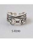 ANENJERY Vintage 925 srebro pierścionki dla kobiet mężczyzn rozmiar 16mm-18mm regulowane ręcznie Thai srebrne pierścionki S-R460