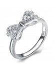 Sparkling AAA 1.2ct cyrkon kryształowy wzór kokardki kolor srebrny wypełnione obrączki dla kobiet Bijoux moda pierścionek zaręcz
