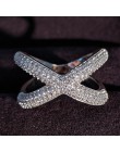 Solidna oryginalna 925 Sterling Silver rings dla kobiet X kształt moda obrączka pierścień wieczności biżuteria świąteczne prezen