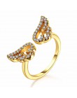 IPARAM regulowany Angel Wings pierścień Micro Pave cyrkon złoty kolorowe pierścienie dla kobiet modne pierścionki biżuteria bagu