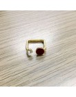 HUANZHI 2019 Vintage drewniany geometryczny nieregularny kwadratowy kryształ okrągły wino czerwony emalia otwarte pierścienie dl