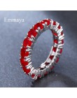 Emmaya biały niebieski zielony czerwona cyrkonia Fashion Design pierścień okrągły srebrny kolor AAA cyrkon pierścienie dla kobie