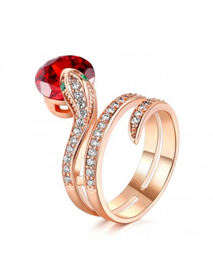 Najwyższa jakość R149 Snake Show pierścionek koralikowy różowe złoto kolor austriackie pomarańczowe kryształy pełne rozmiary pie