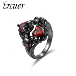 Austriacki gotycki czarny pistolet Plated Style Retro pierścienie czaszki dla kobiet fioletowy kryształ biżuteria ślubna z cyrko