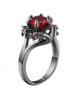 Austriacki gotycki czarny pistolet Plated Style Retro pierścienie czaszki dla kobiet fioletowy kryształ biżuteria ślubna z cyrko