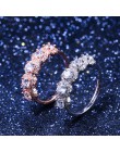 Luksusowe kobiece duże kryształowe okrągłe pierścionek zaręczynowy śliczne 925 srebrny cyrkon kamienny pierścień Vintage obrączk