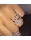 925 srebro moda pierścionek zaręczynowy biżuteria ażurowa gwiazda księżyc Ring Finger dla kobiet dziewczyn prezent urodzinowy JZ