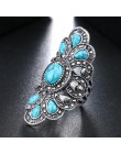 Kinel luksusowy antyczny pierścionek dla kobiet klasyczny wygląd niebieska biżuteria z żywicy artystyczna srebrna wkładka AAA sz