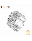 ROXI 13mm bez blaknięcia klasyczne obrączki 1.3CM szerokie złote obrączki pierścionek koktajlowy biżuteria na palce drzewo kora 