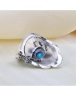 Kinel luksusowy antyczny pierścionek dla kobiet klasyczny wygląd niebieska biżuteria z żywicy artystyczna srebrna wkładka AAA sz