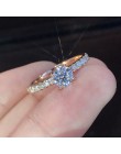Luksusowe kobiece duże kryształowe okrągłe pierścionek zaręczynowy śliczne 925 srebrny cyrkon kamienny pierścień Vintage obrączk
